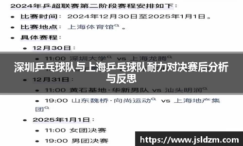 深圳乒乓球队与上海乒乓球队耐力对决赛后分析与反思